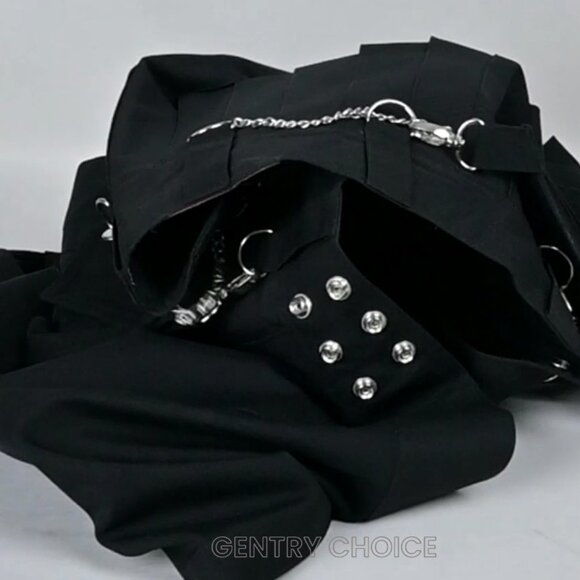 Traditional Scottish Cargo Kilt Utility Knee length skirts with Silver Chains - Picture 8 of 12